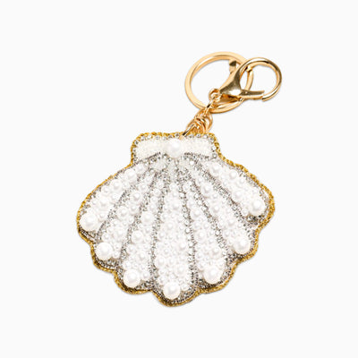 Pearl Beaded Shell Keyring Bag Charm - Whistlefish