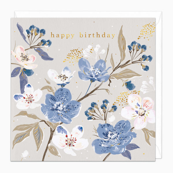 Greeting Card-H141 - Peony Blooms Birthday Card-Whistlefish