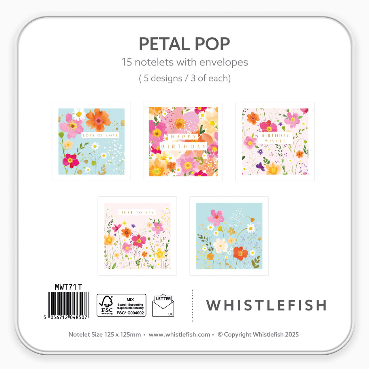 Notelet Tin-MWT71 - Petal Pop Filled Notelet Tin-Whistlefish