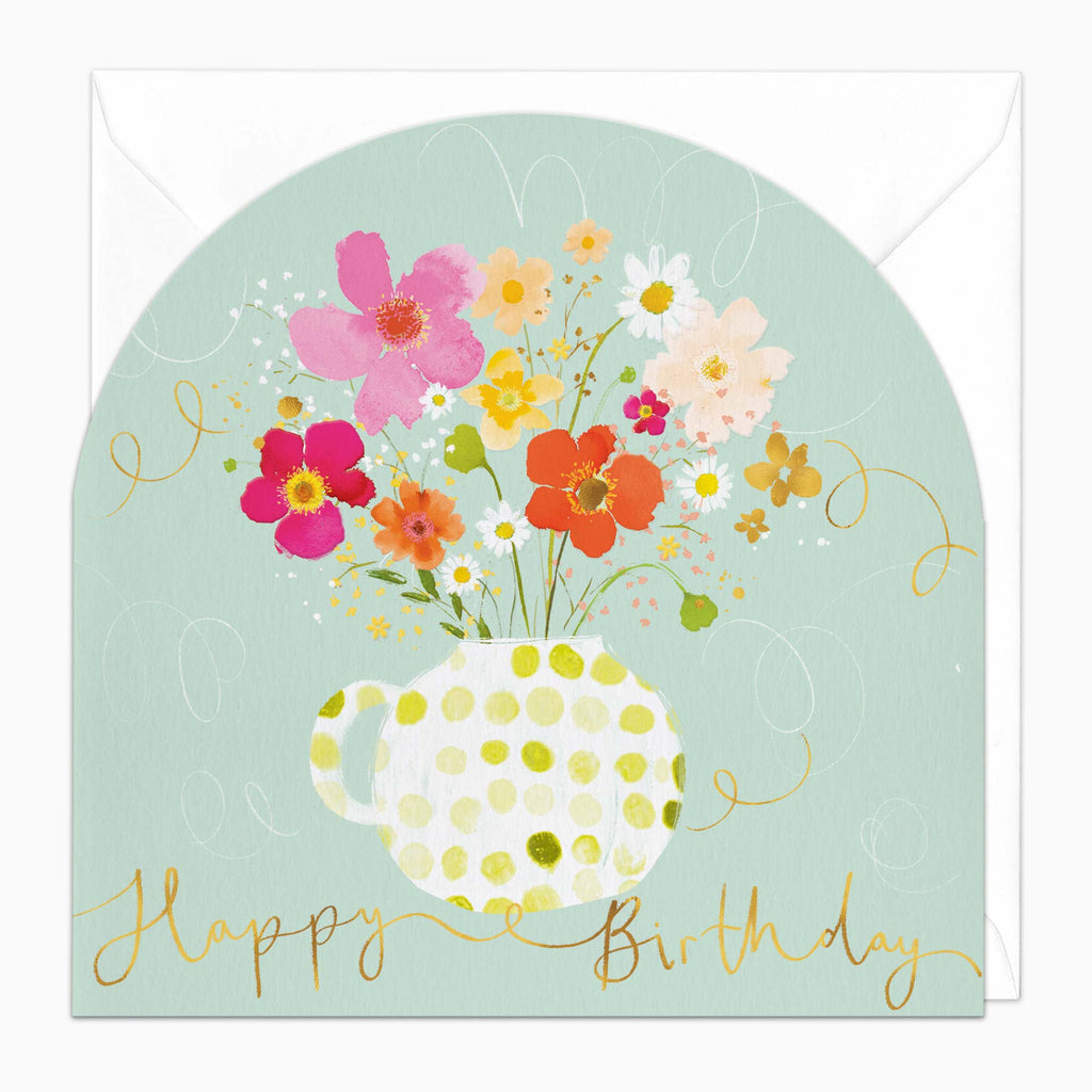 Greeting Card-H114 - Petal Pop Vase Arch Birthday Card-Whistlefish