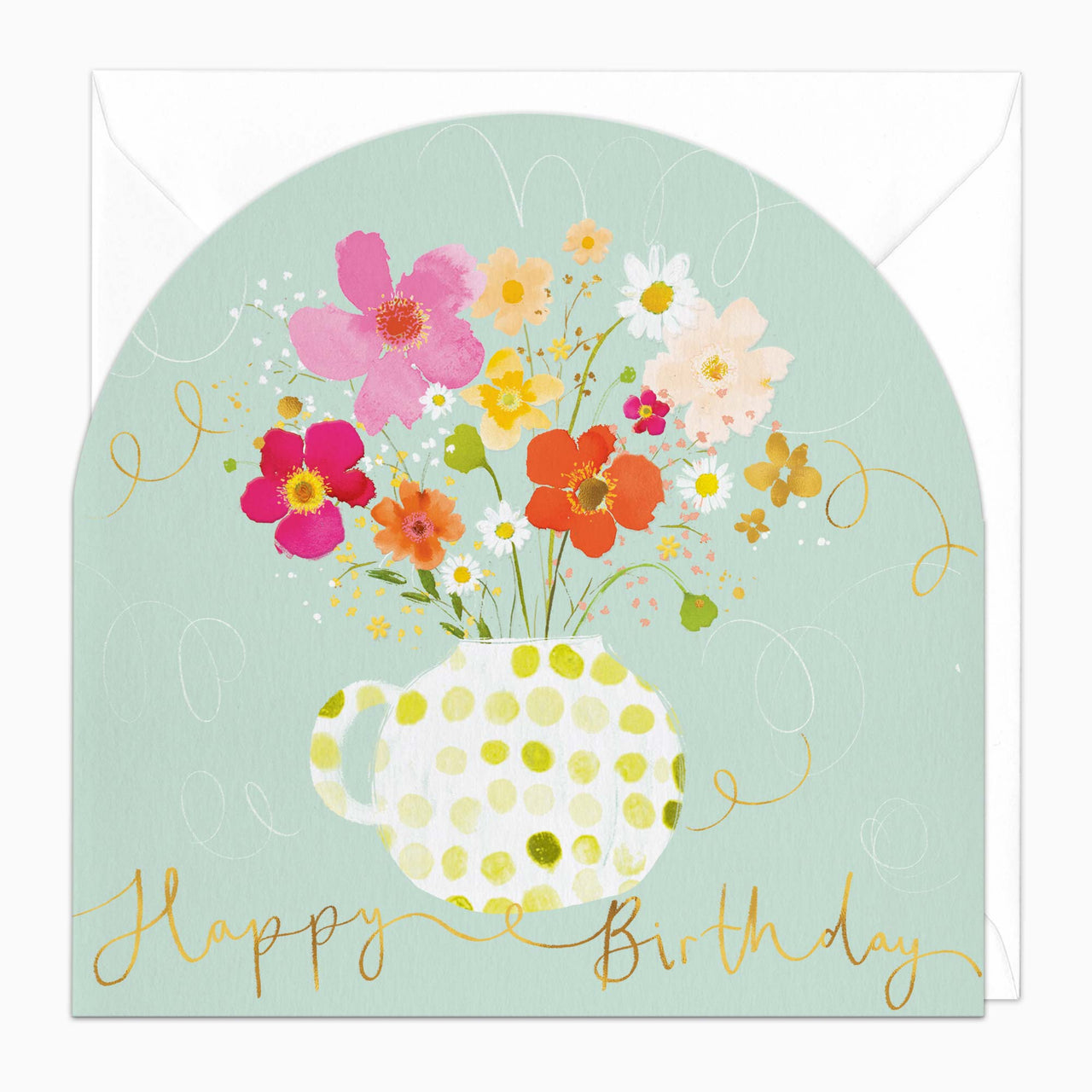 Greeting Card-H114 - Petal Pop Vase Arch Birthday Card-Whistlefish