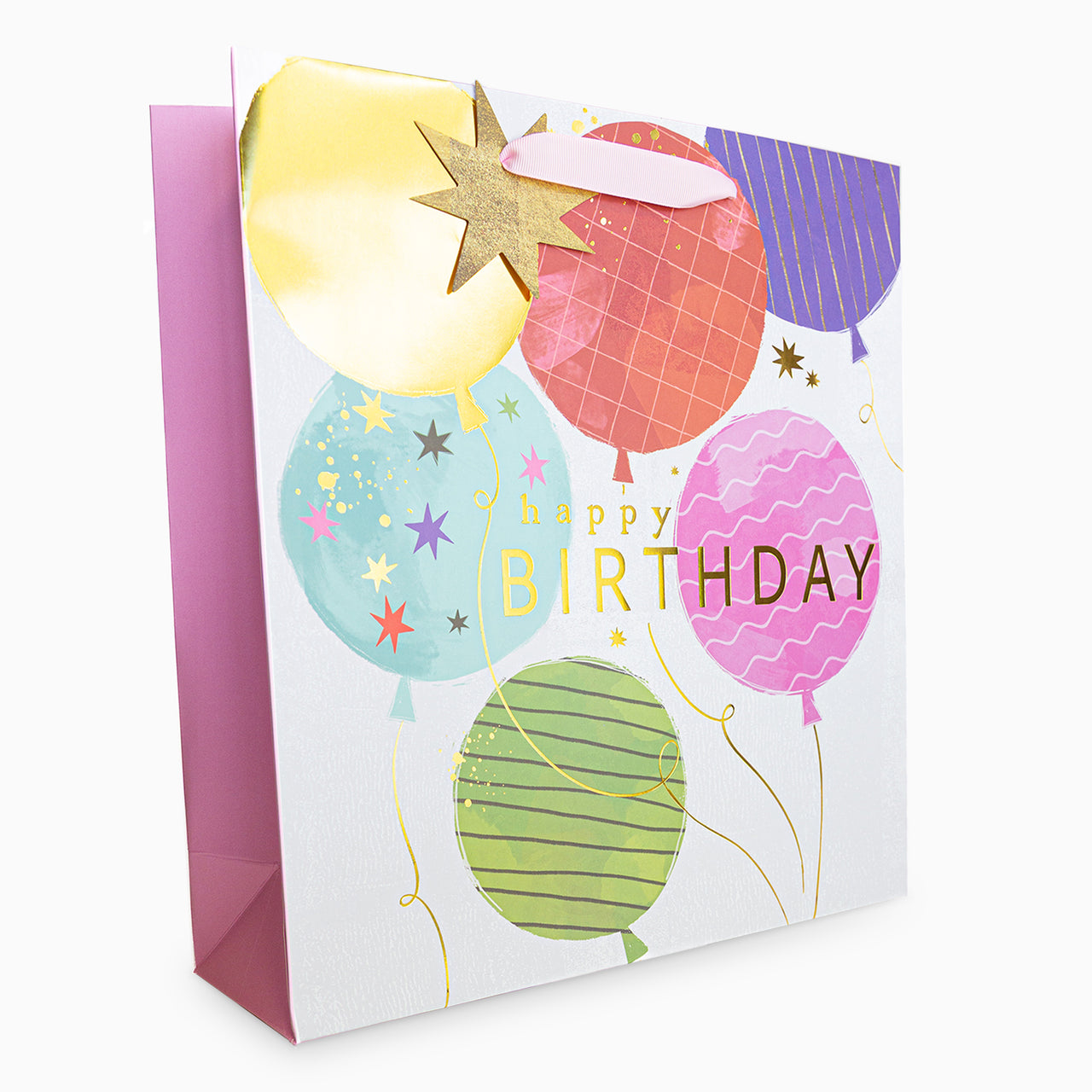 Gift Bag-WGB11LB - Pink Balloon Birthday Large Gift Bag-Whistlefish