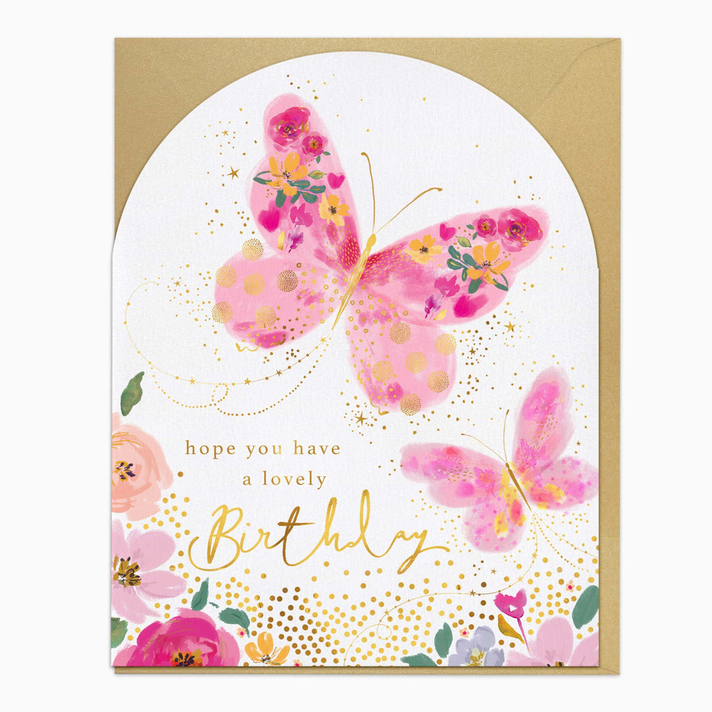 Greeting Card-H233 - Pink Butterflies Birthday Card-Whistlefish