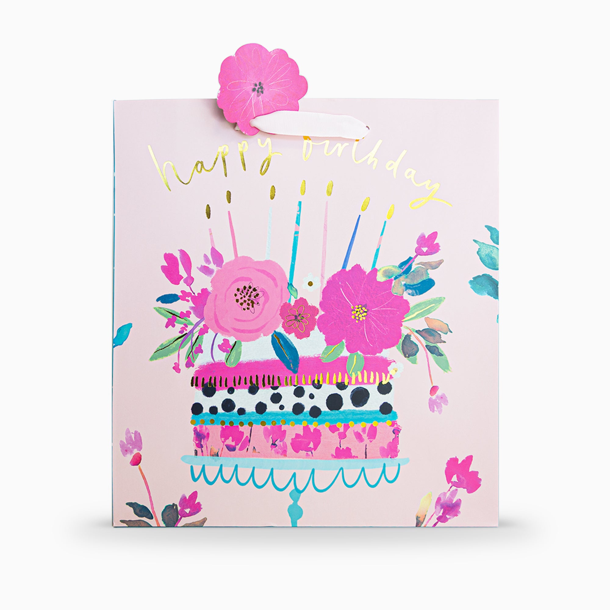 Gift Bag-WGB13LB - Pink Cake Birthday Large Gift Bag-Whistlefish