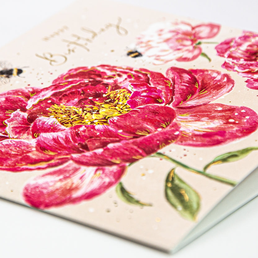 Pink Peonies Birthday Card - Whistlefish