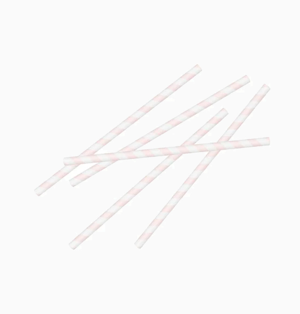 Straws-MIX-264 - Pink Stripe Paper Straws-HootyBalloo