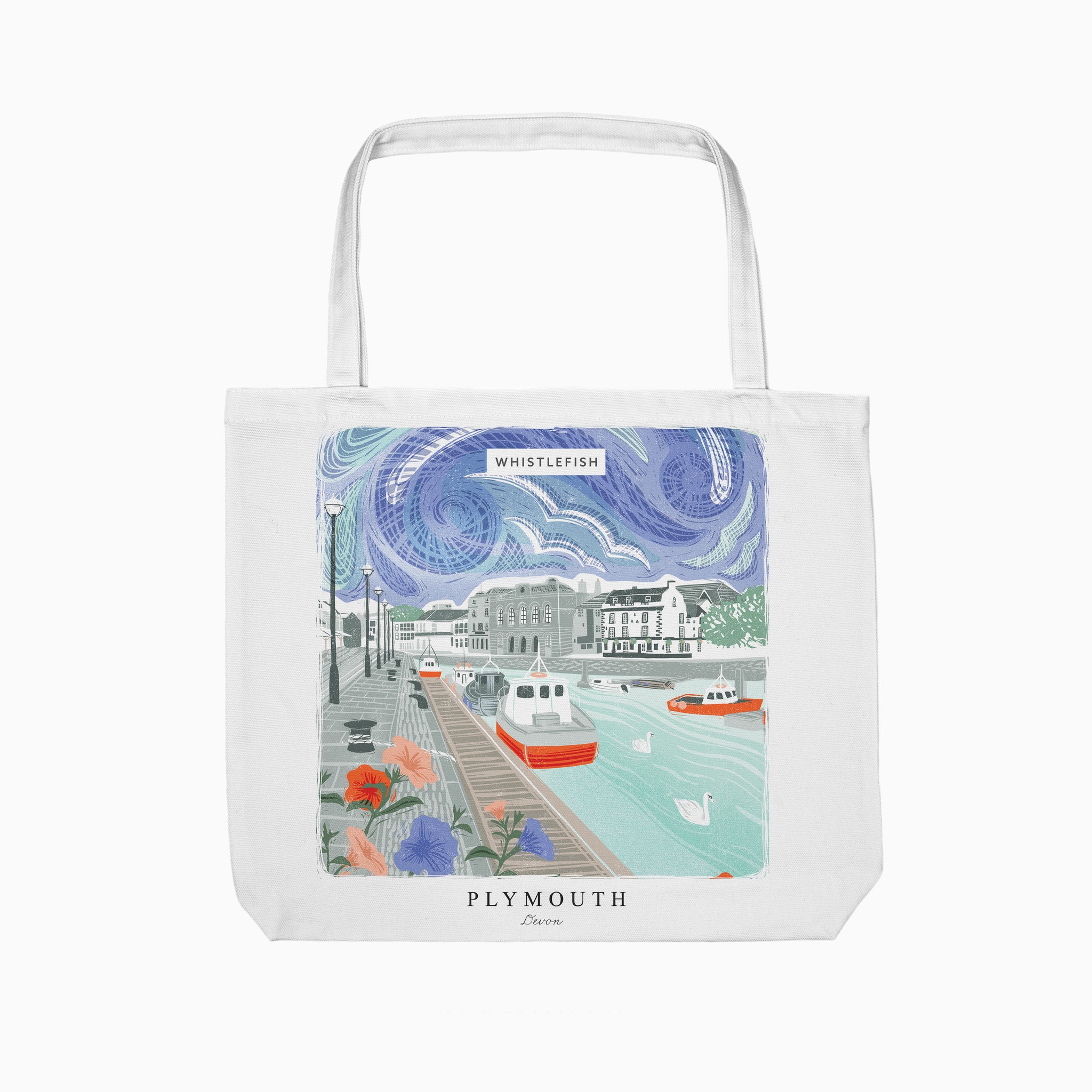Tote Bag-WTB60 - Plymouth Cornish Lino Tote Bag-Whistlefish
