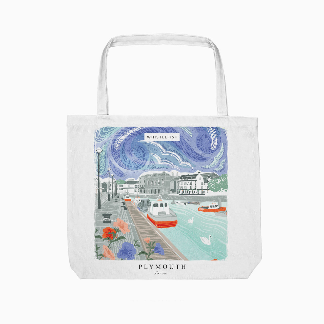 Tote Bag-WTB60 - Plymouth Cornish Lino Tote Bag-Whistlefish