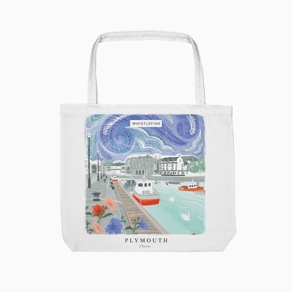 Tote Bag-WTB60 - Plymouth Cornish Lino Tote Bag-Whistlefish