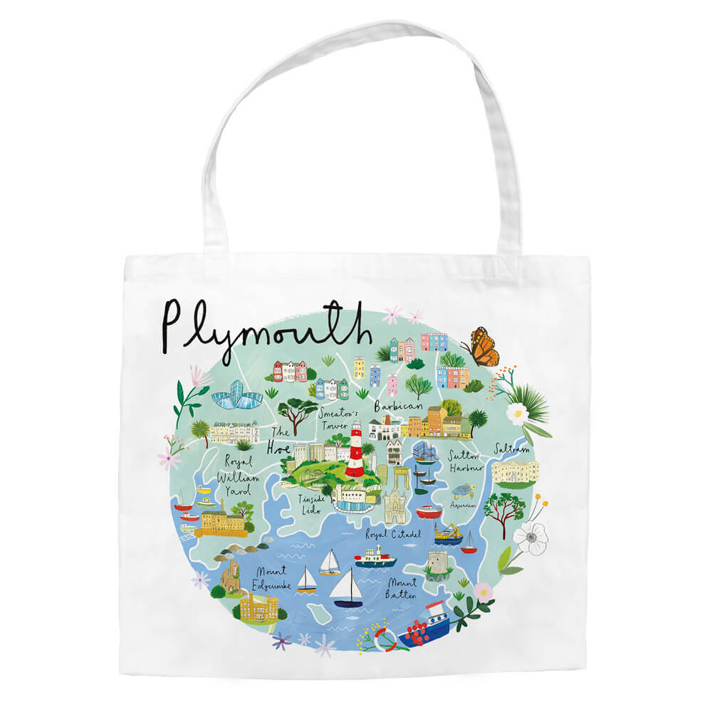 CR12TB Plymouth Map Tote Bag