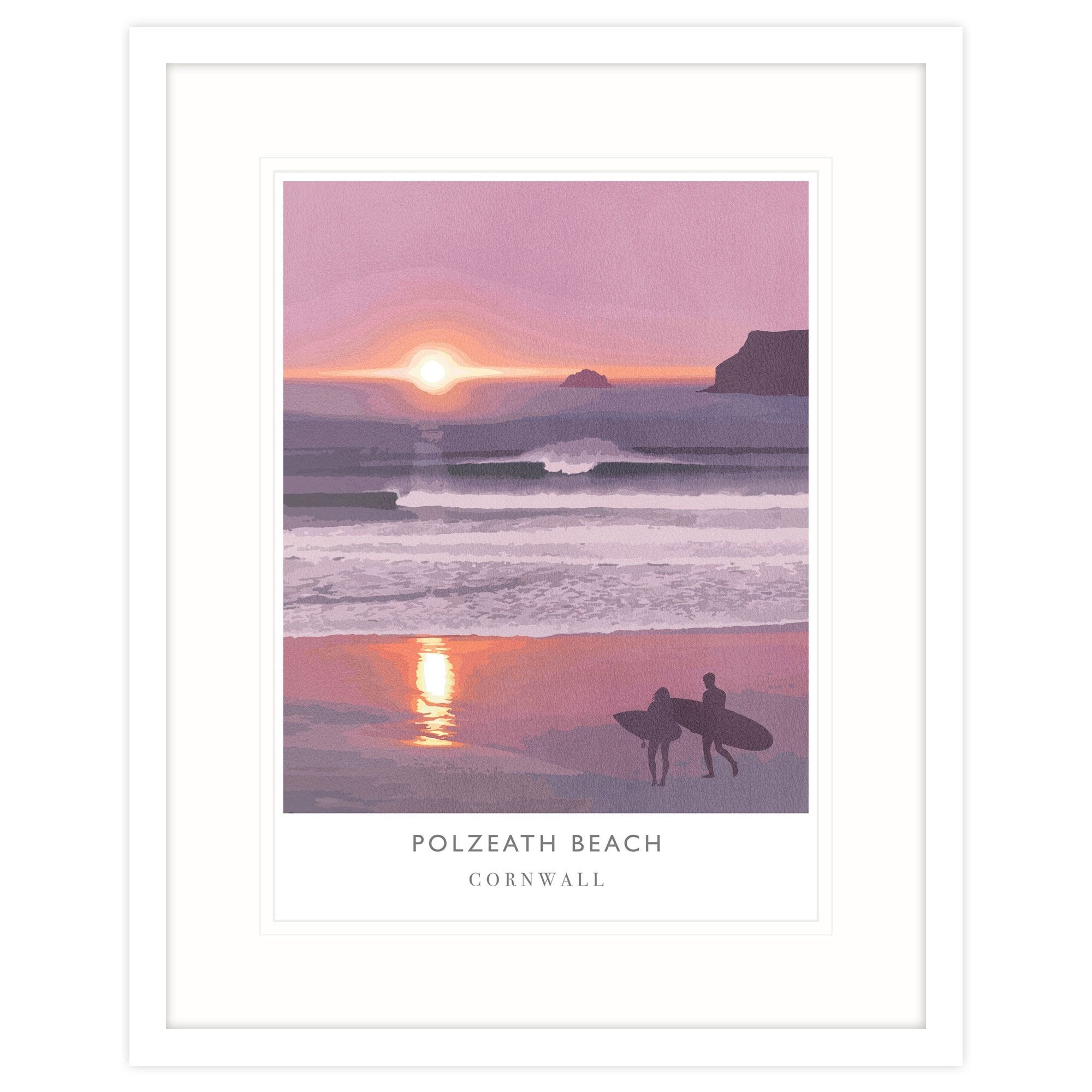 WF75F Polzeath Sunset Travel Framed Print