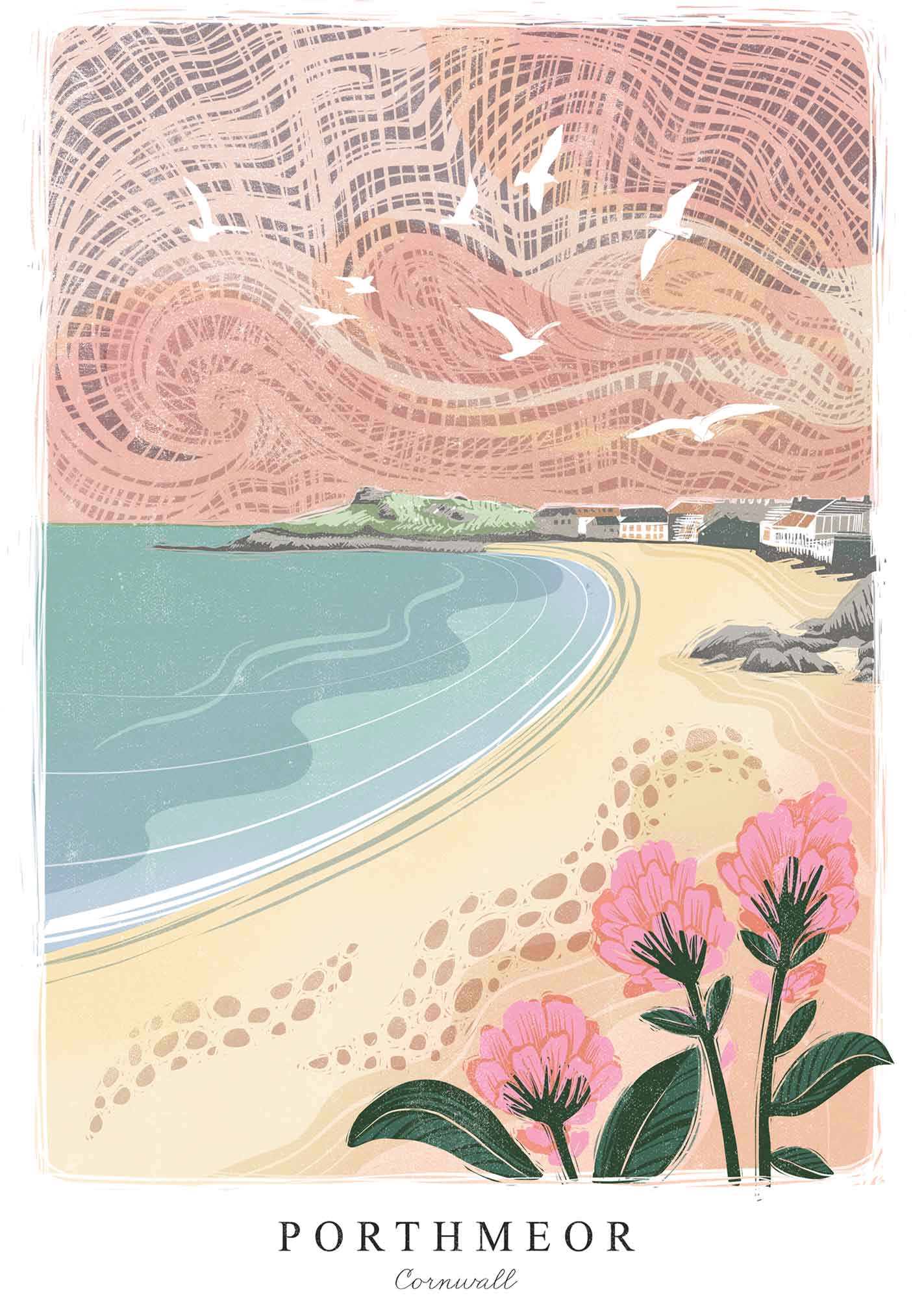 Framed Print-WF1227F - Porthmeor Lino Small Framed Print-Whistlefish