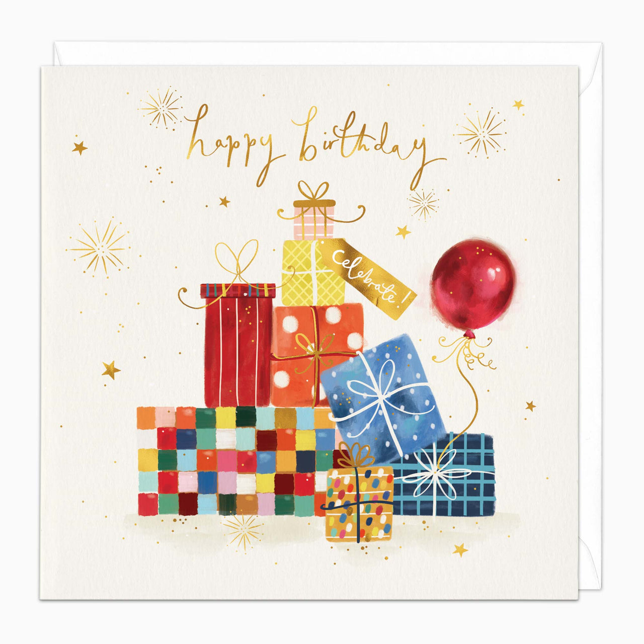 Greeting Card-H125 - Present Pile Birthday Card-Whistlefish