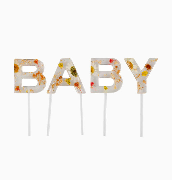 Cake Topper-FLB-105 - Pressed Flower Baby Shower Cake Topper-Ginger Ray