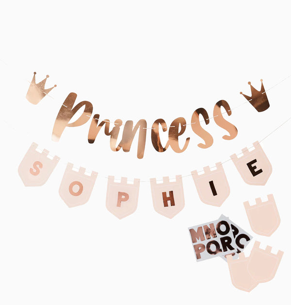 Bunting-HBLP100 - Princess Bunting With Personalised Flags-HootyBalloo