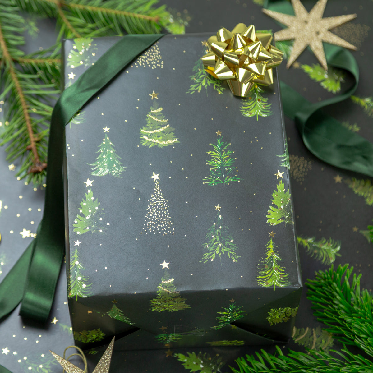 FCWP004 - Evergreen Foiled Wrapping Paper