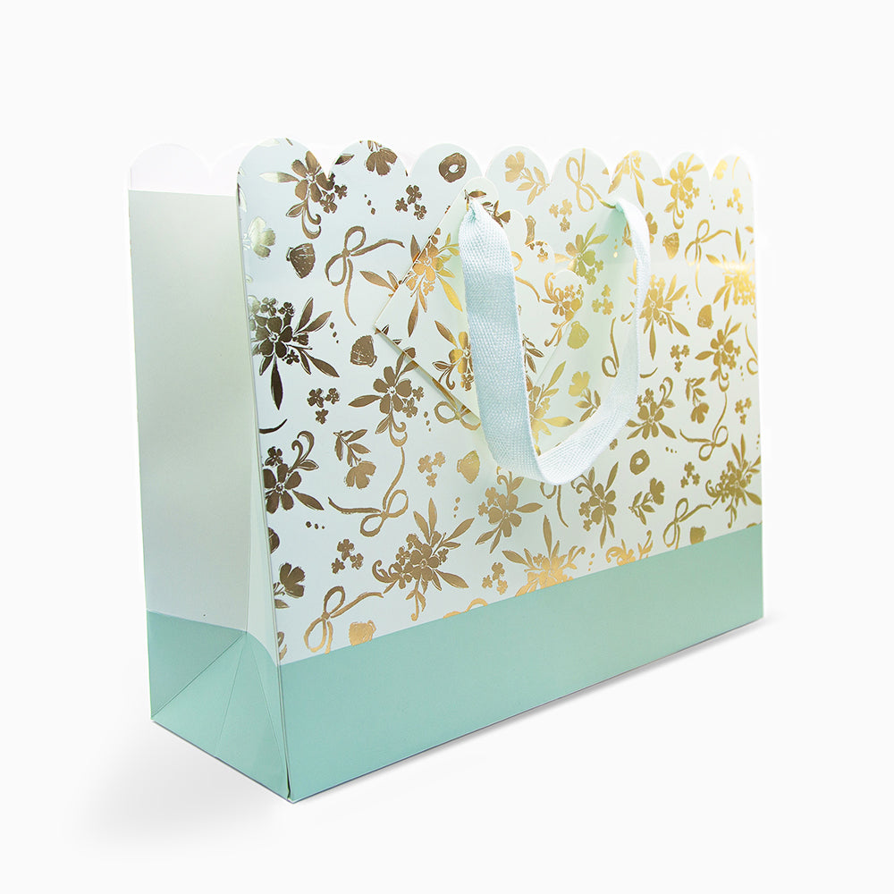 Gift Bag-RB01MB - Regal Gold Bloom Medium Scallop Gift Bag-Whistlefish