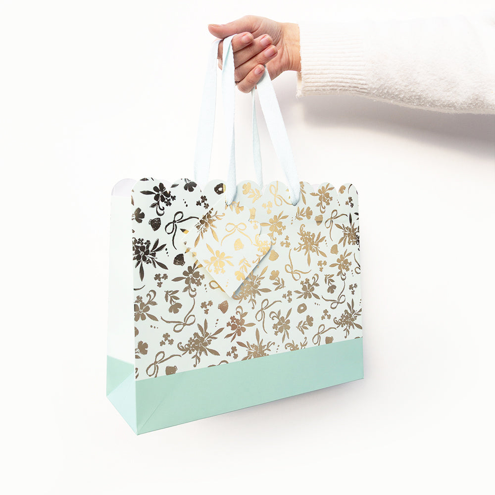 Gift Bag-RB01MB - Regal Gold Bloom Medium Scallop Gift Bag-Whistlefish