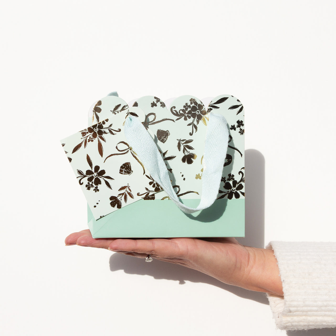 Gift Bag-RB01SB - Regal Gold Bloom Small Scallop Gift Bag-Whistlefish