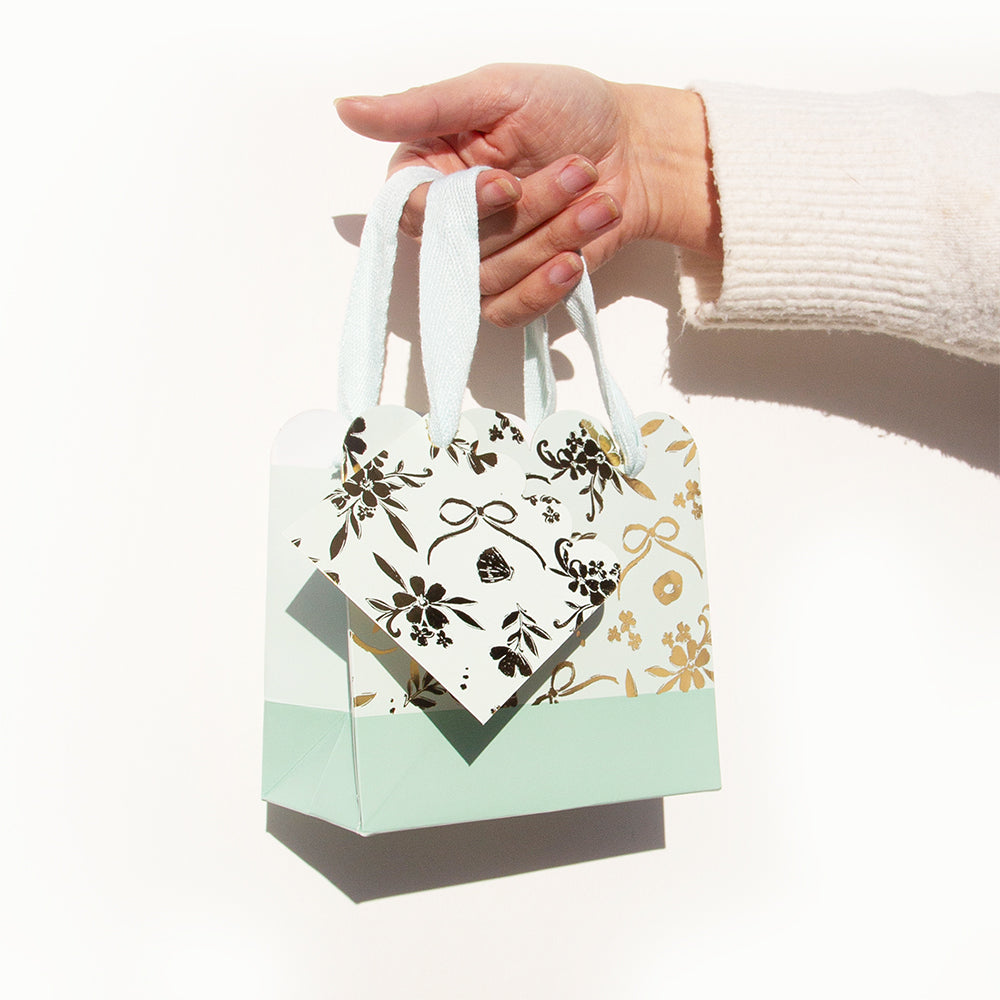 Gift Bag-RB01SB - Regal Gold Bloom Small Scallop Gift Bag-Whistlefish