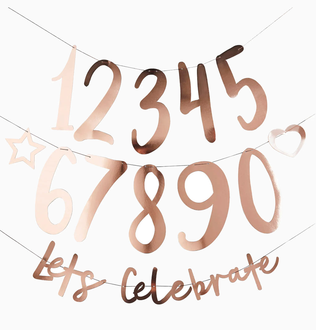 Bunting-HBMM112 - Rose Gold Create Your Own Banner-HootyBalloo