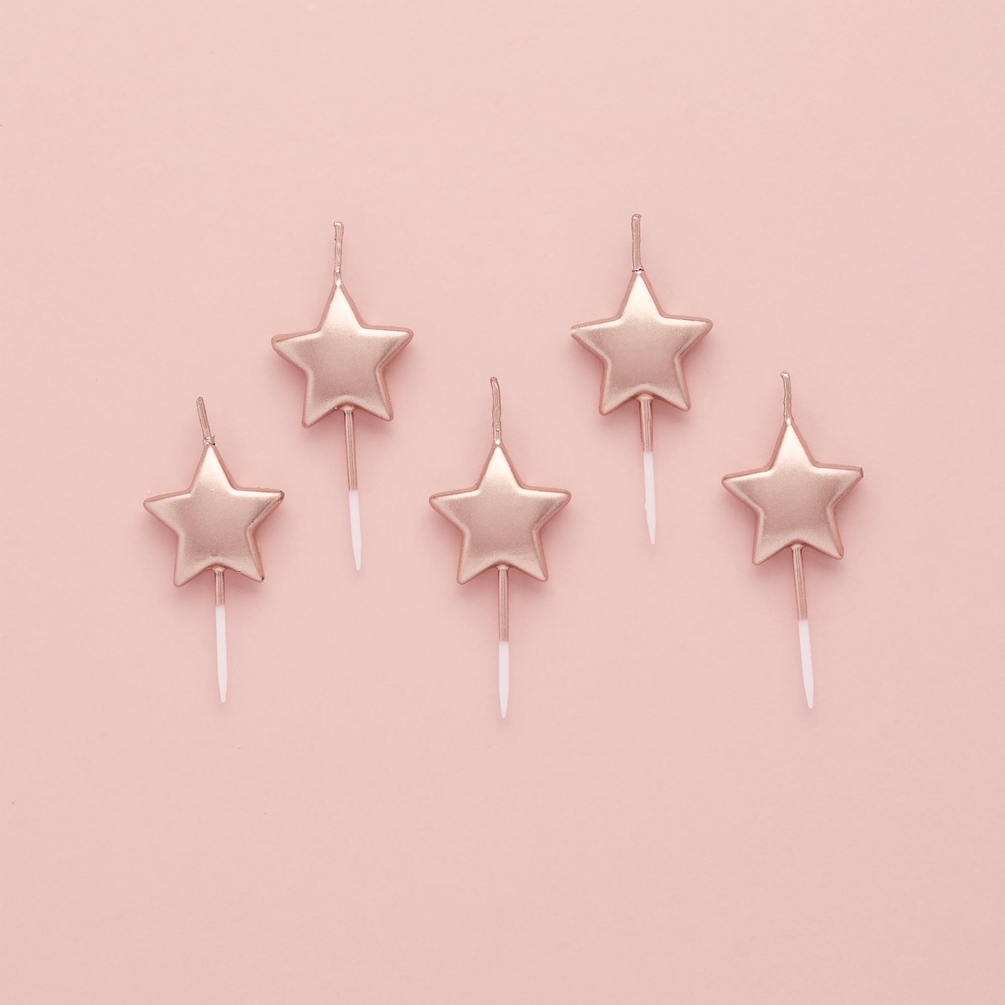 Party Candle-HBWC157RGLD - Rose Gold Metallic Star Candles-Hootyballoo