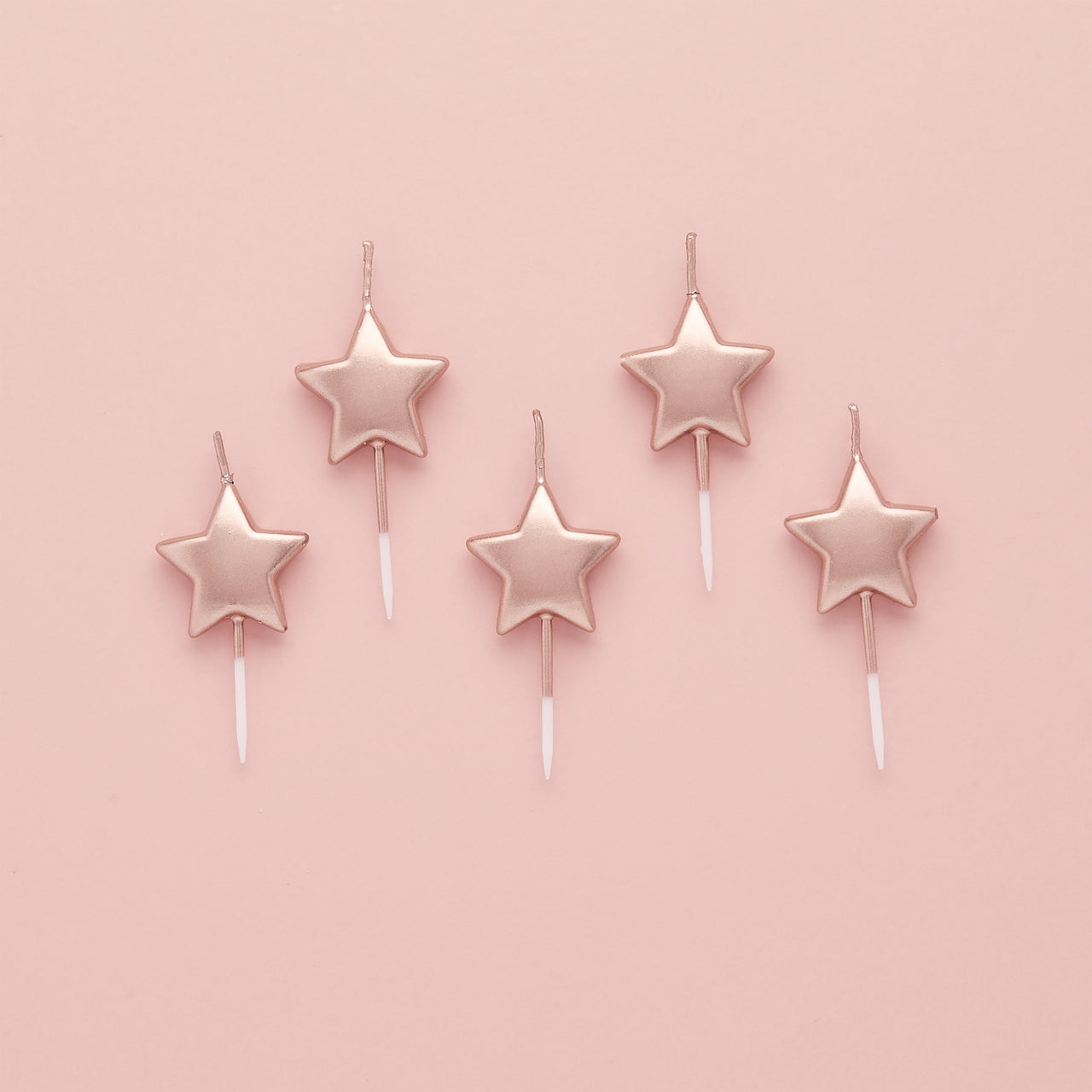 Party Candle-HBWC157RGLD - Rose Gold Metallic Star Candles-Hootyballoo