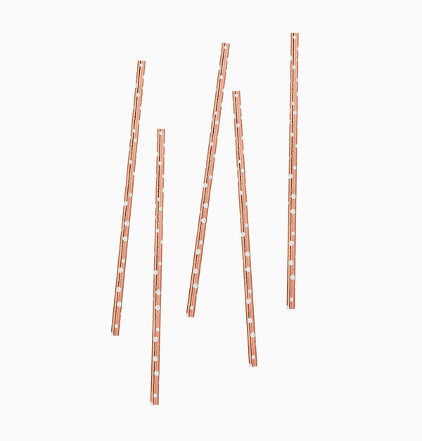 Straws-HBMM146 - Rose Gold Spotted Straws x 6-HootyBalloo