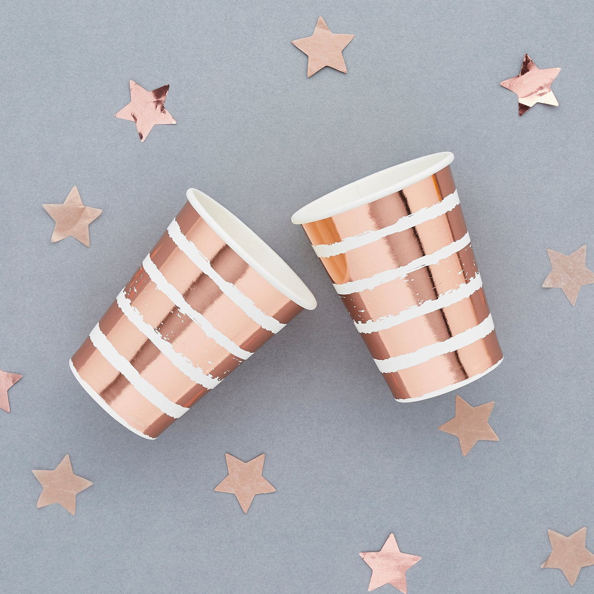 Rose Gold Striped Paper Cups 8pk - Whistlefish