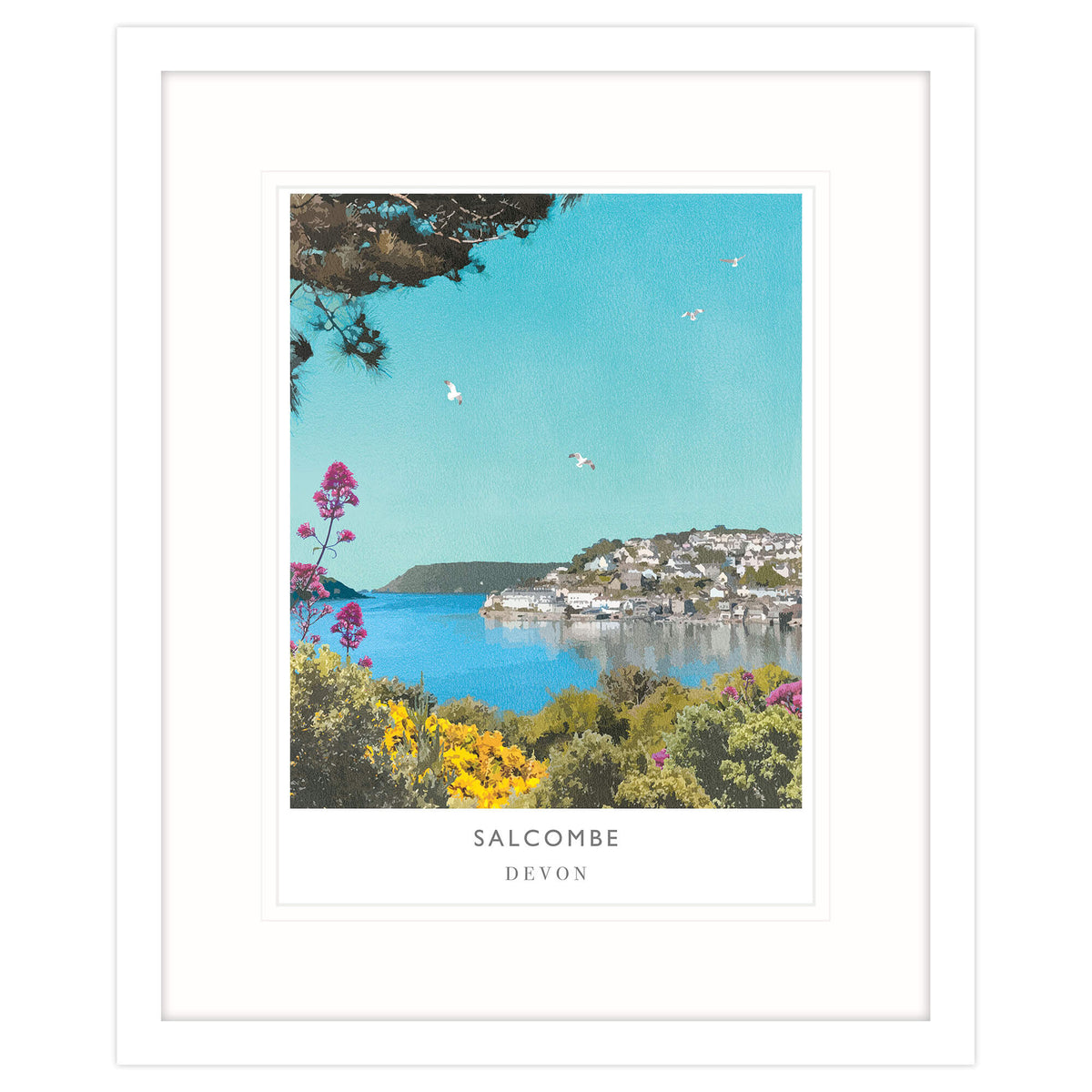 WF453F Salcombe Devon River Framed Print