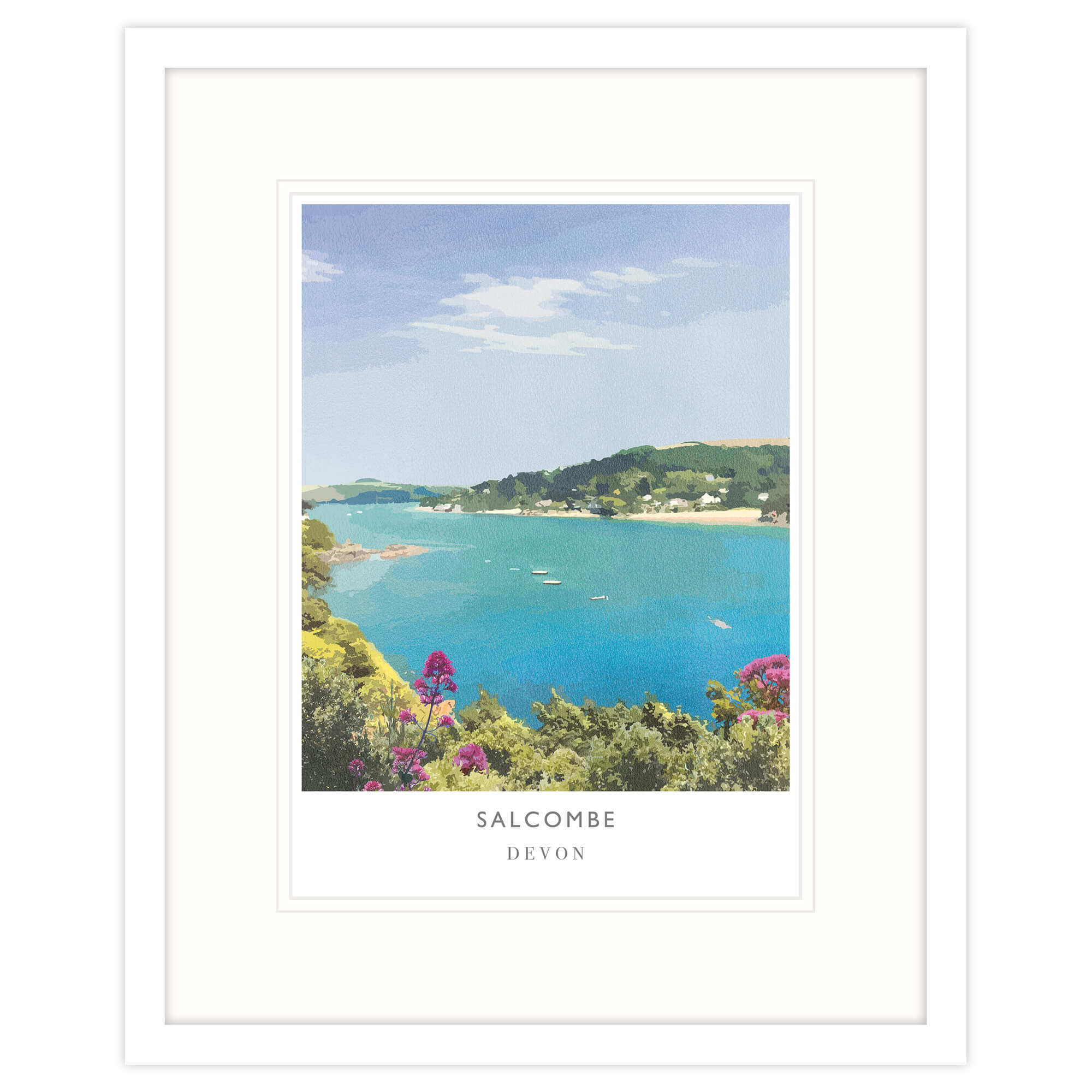 WF454F Salcombe Devon Travel Framed Print
