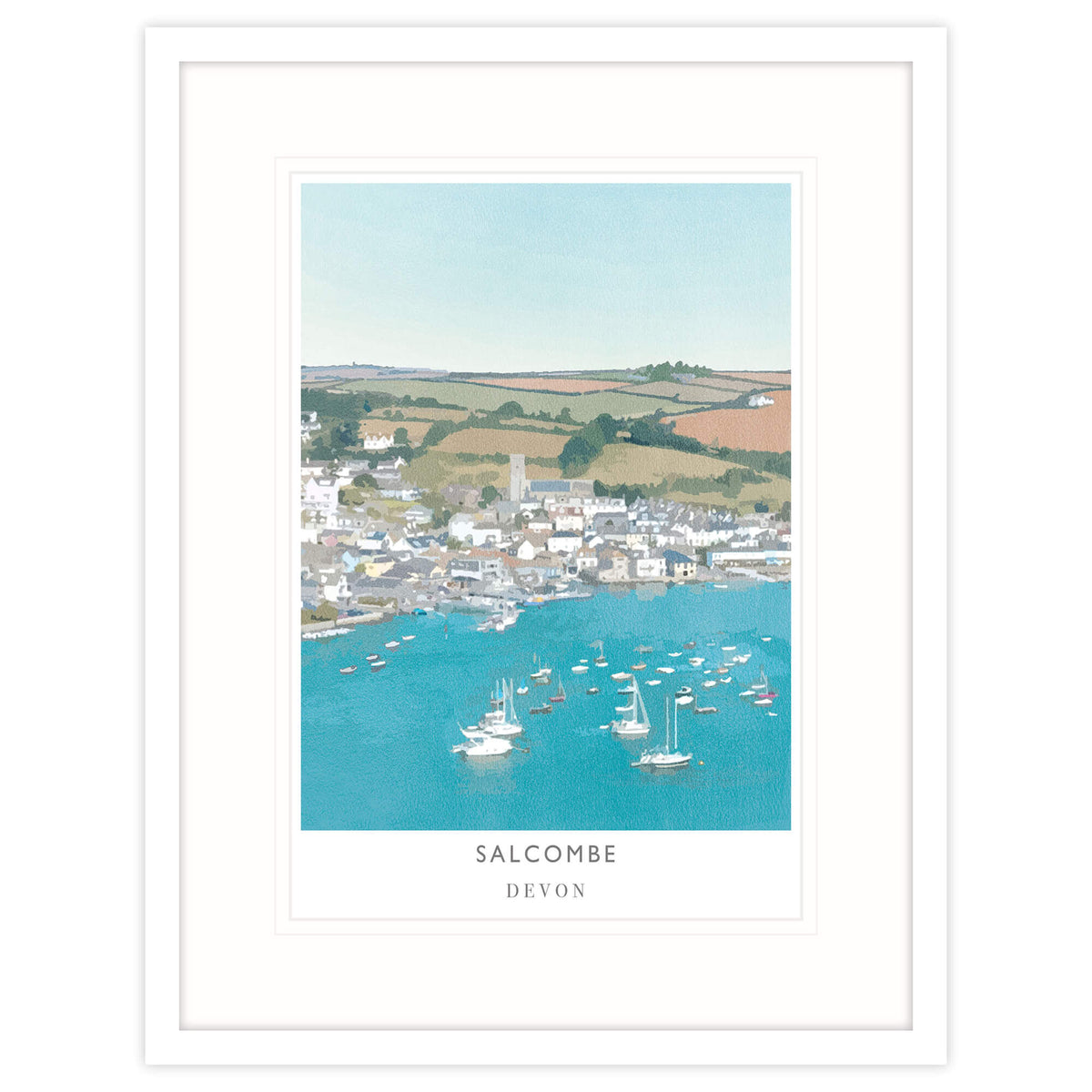 WF204F Salcombe Boats Large Framed Print