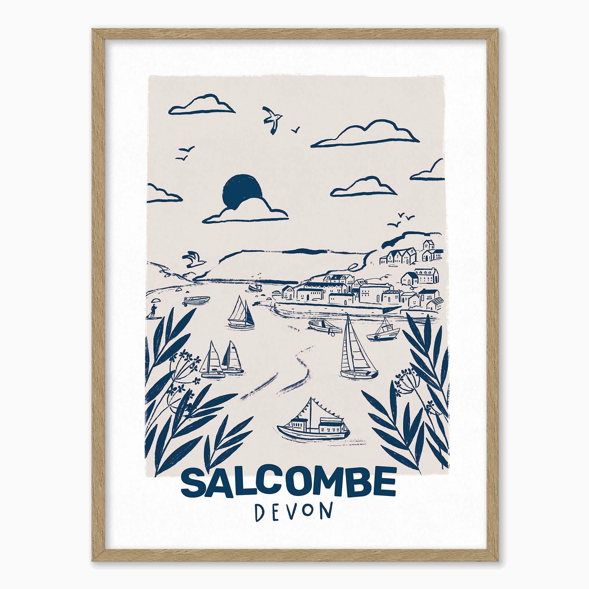 Framed Print-WF1265F - Salcombe Small Framed Print-Whistlefish