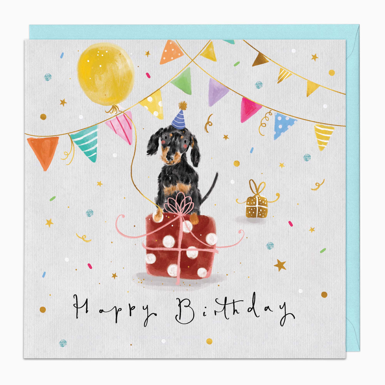 Greeting Card-G496 - Sausage in the Bunting Birthday Card-Whistlefish