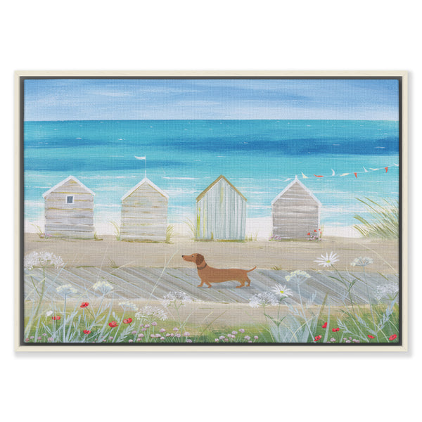 Canvas-HCC364LF - Sausage on The Shore Framed Canvas-Hannah Cole
