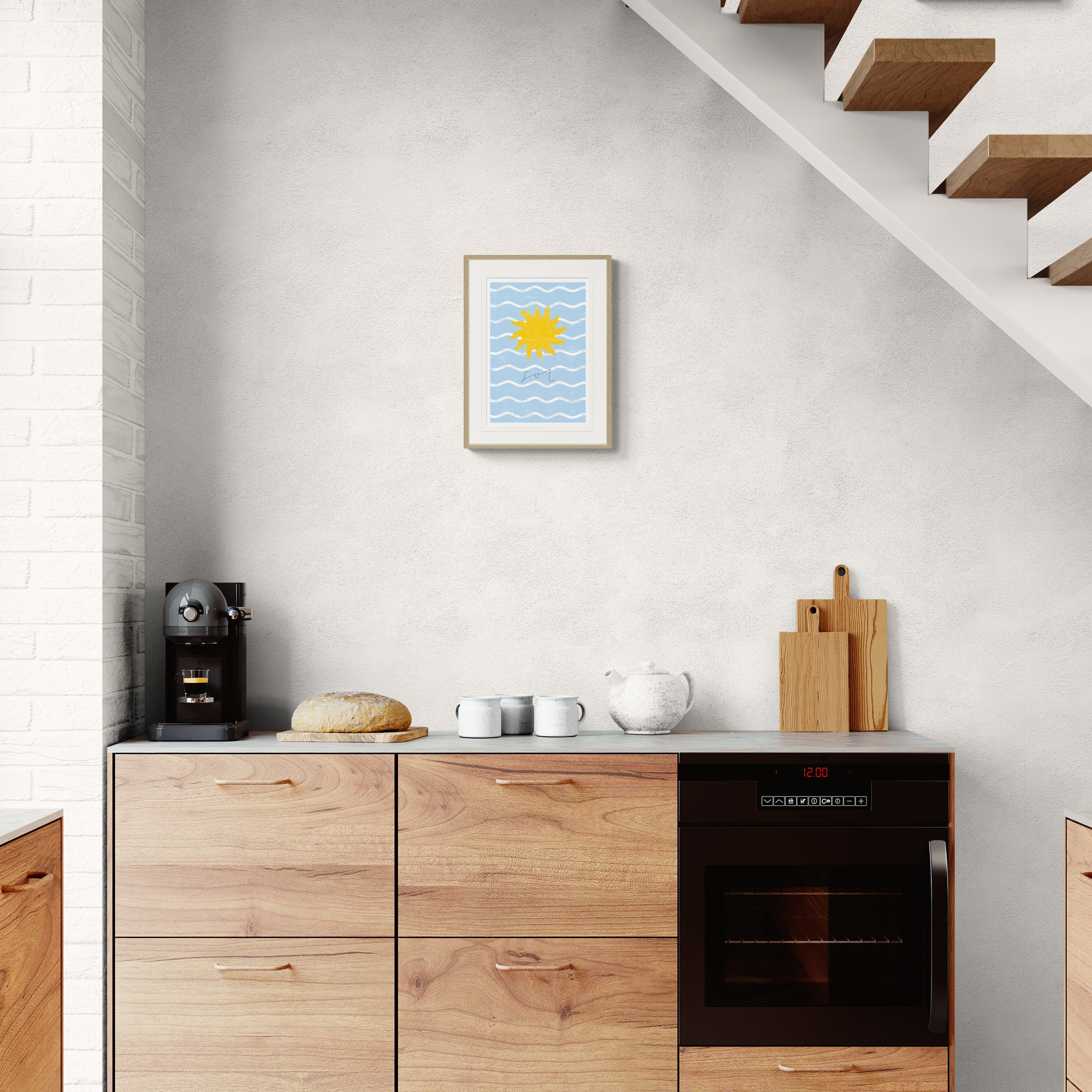 Beach House Sun Small Framed Print - Whistlefish