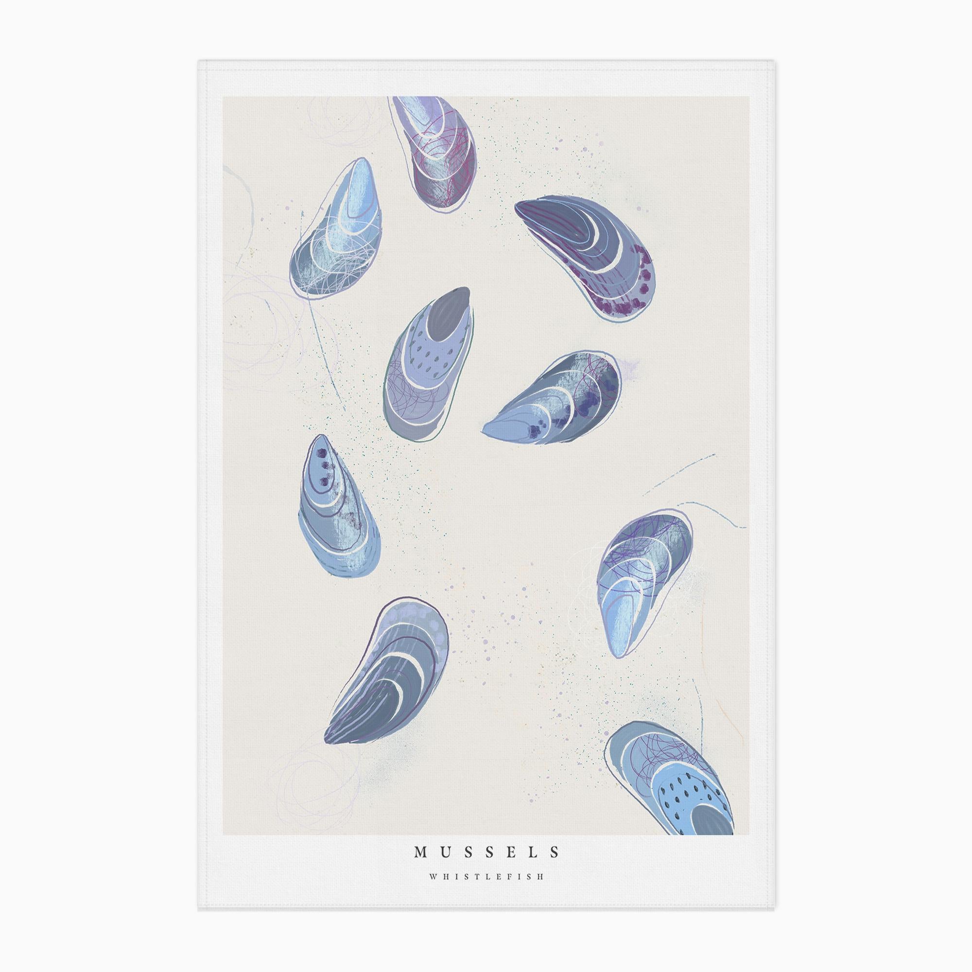 Tea Towel-WTT282 - Seagrass Mussels Tea Towel-Whistlefish