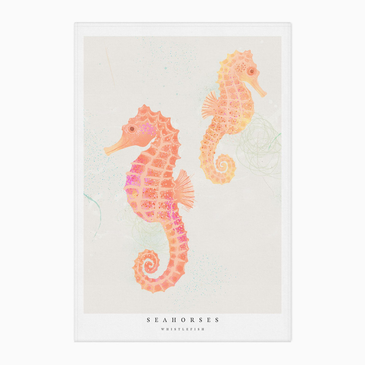 Tea Towel-WTT283 - Seagrass Seahorses Tea Towel-Whistlefish