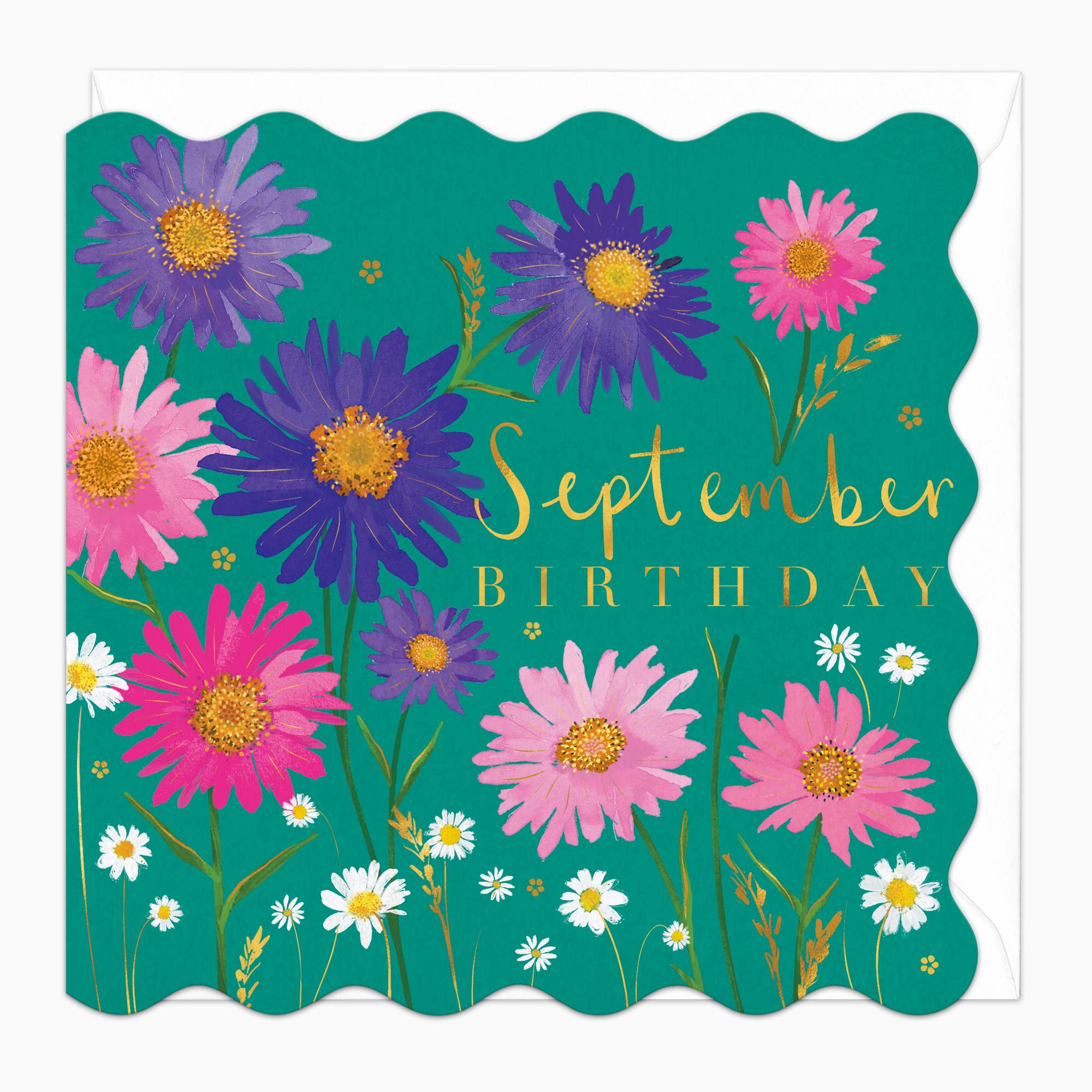 Greeting Card-H022 - September Floral Birthday Card-Whistlefish