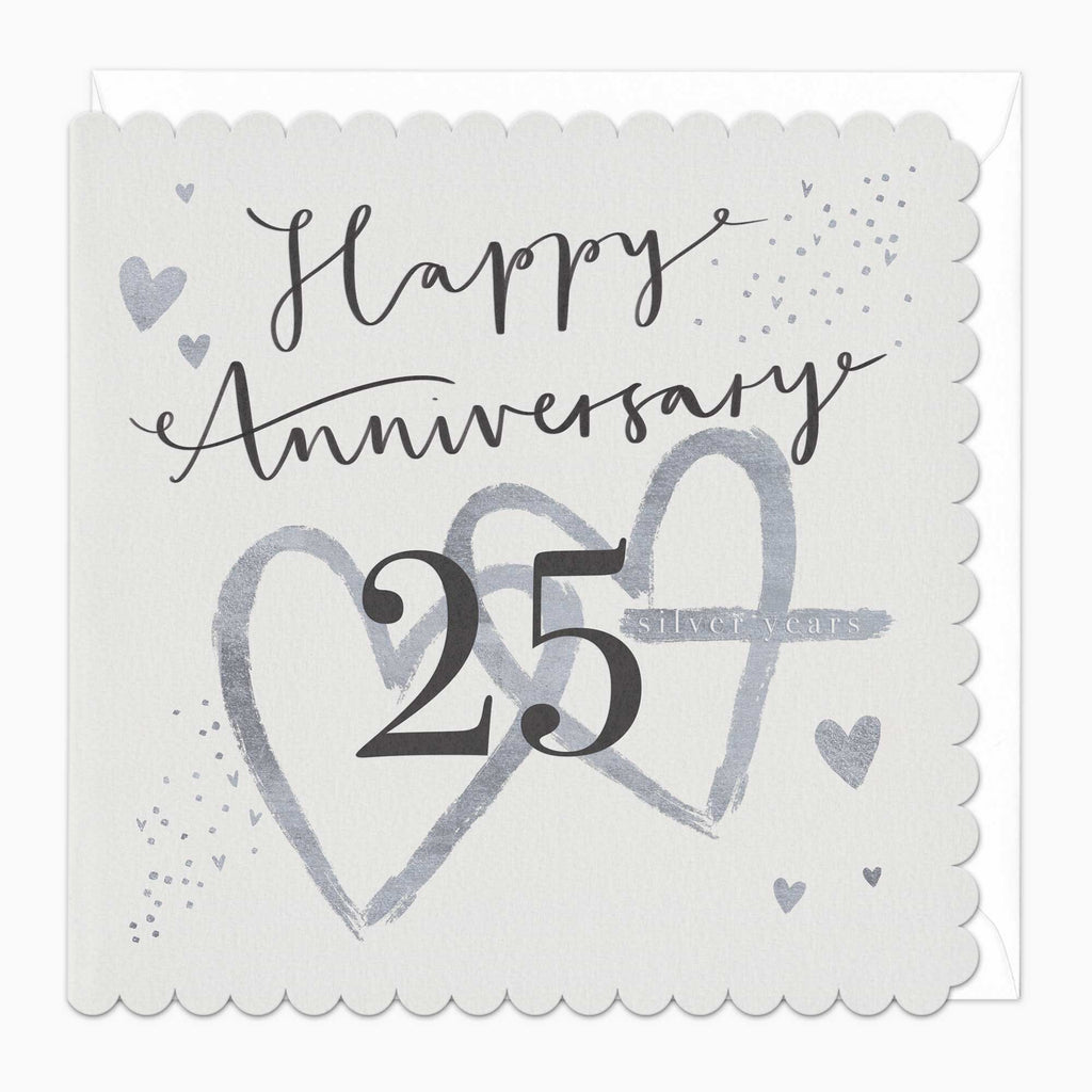Silver 25th Anniversary Scalloped Card - Whistlefish