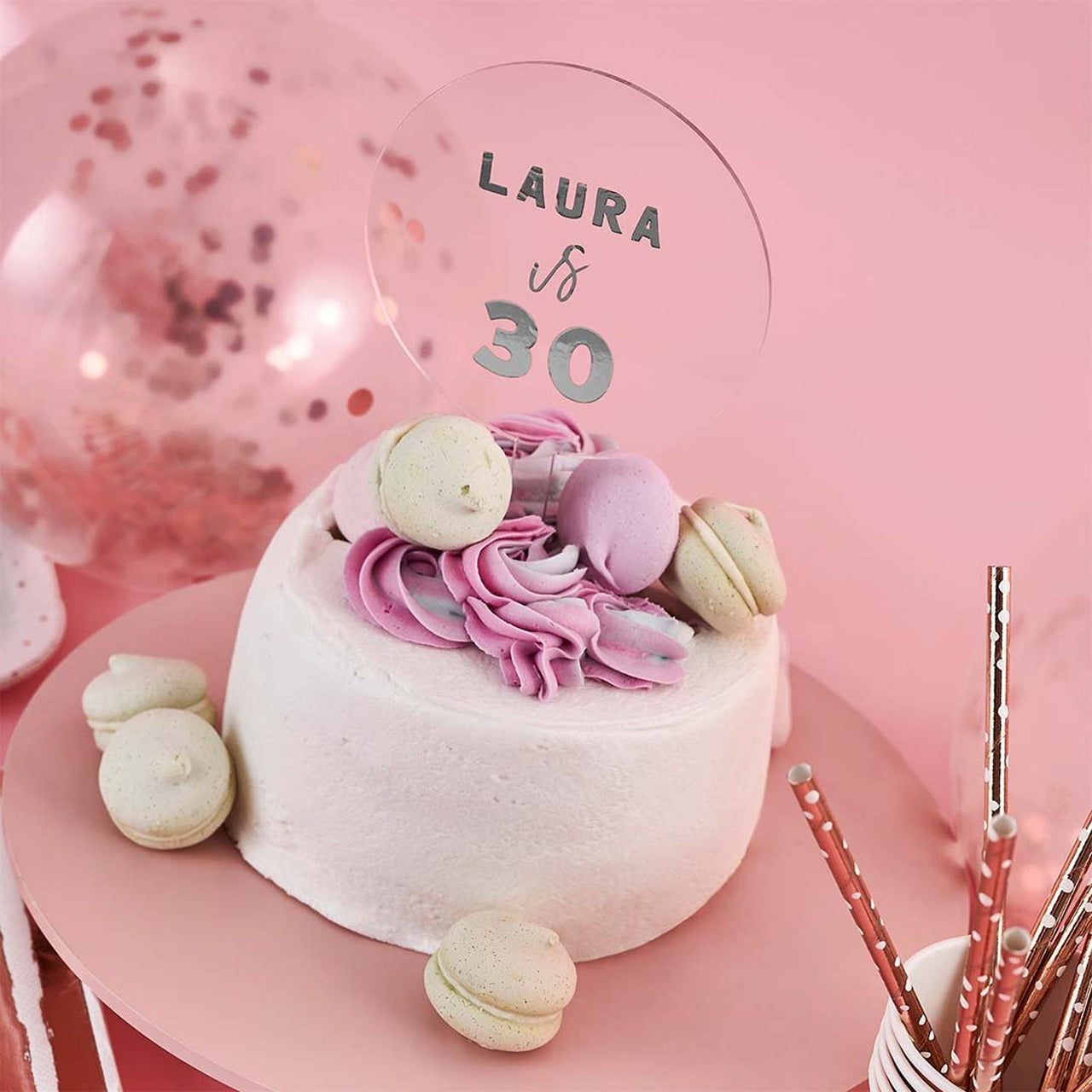 Cake Topper-HBMM311 - Silver Customisable Cake Topper-Hootyballoo