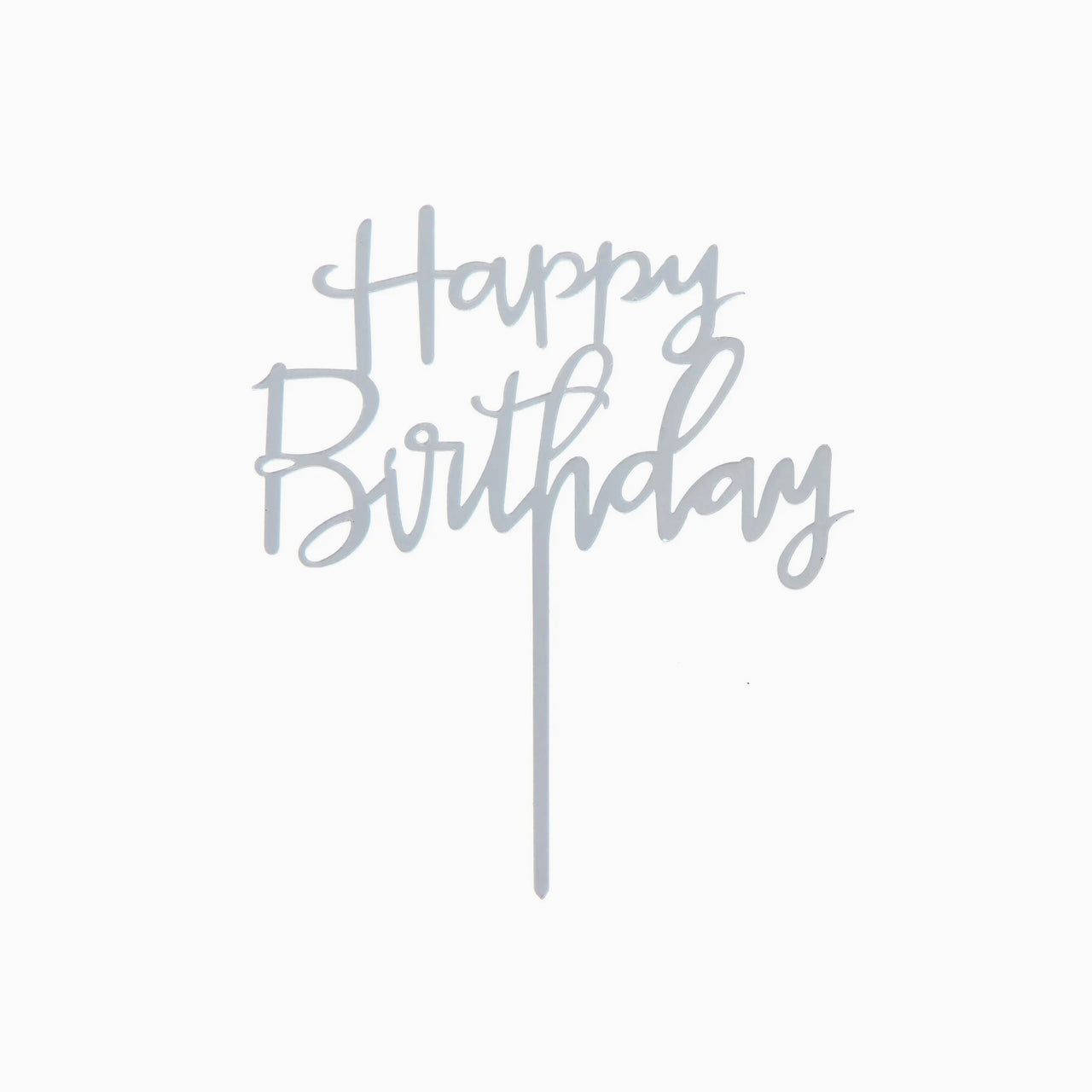Cake Topper-SPMO027 - Silver Happy Birthday Cake Topper-Hootyballoo