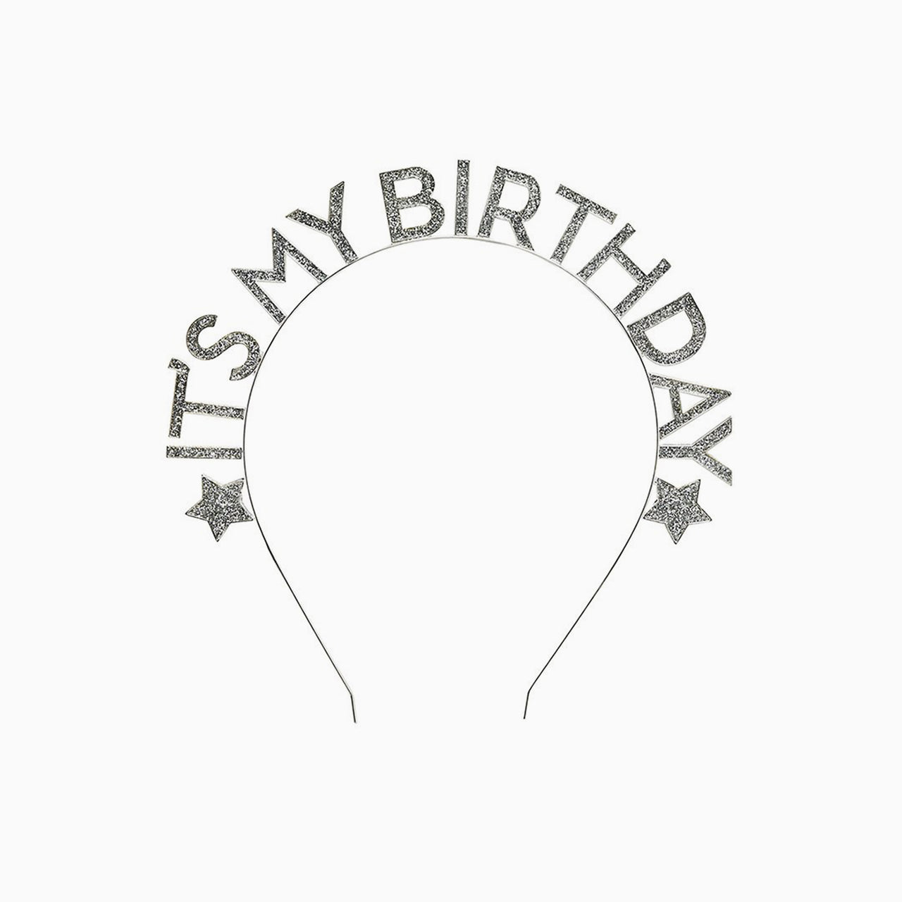 Headband-HBMM378 - Silver Happy Birthday Glitter Headband-Hootyballoo