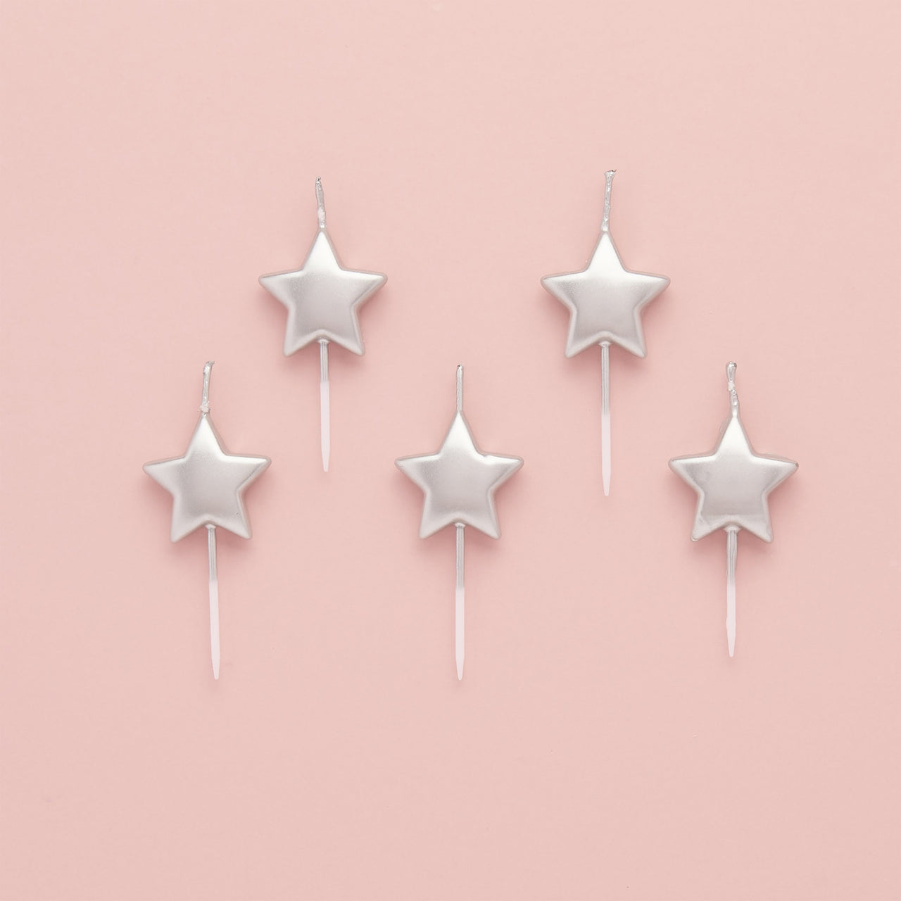 Party Candle-HBWC157SIL - Silver Metallic Star Candles-Hootyballoo