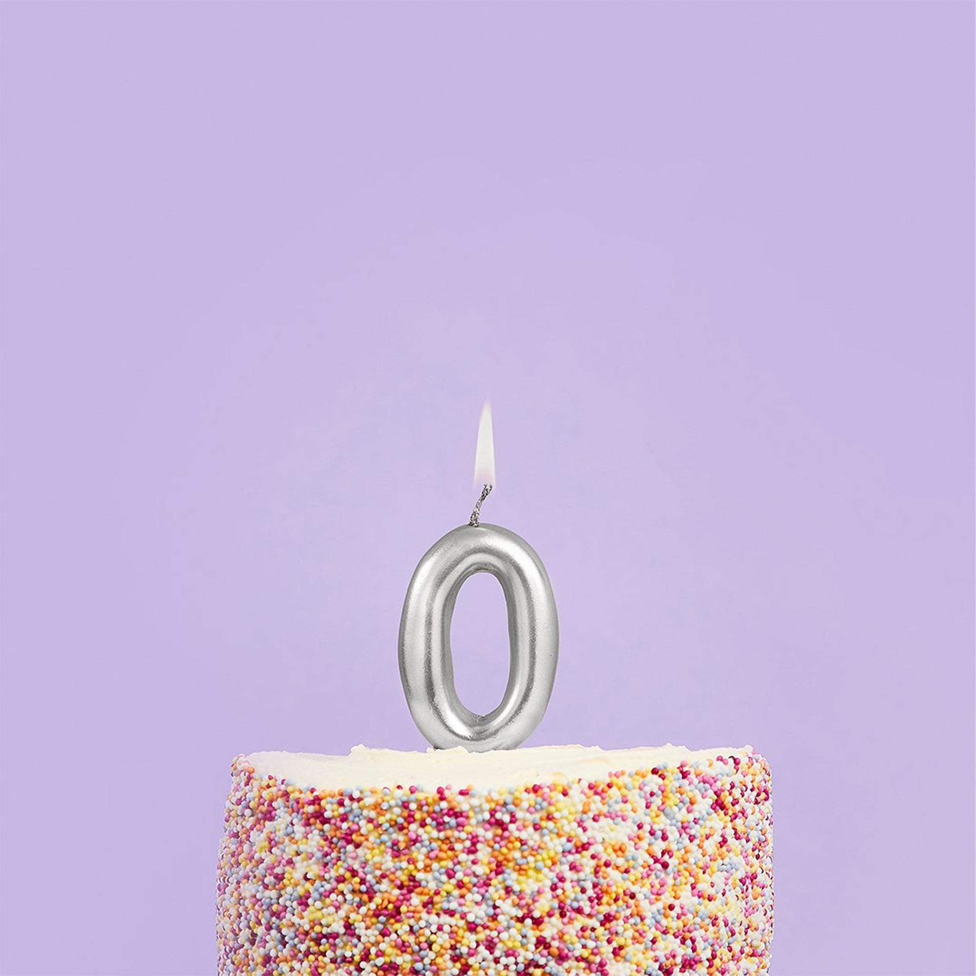 Party Candle-HBMM191 - Silver Number 0 Candle-Hootyballoo