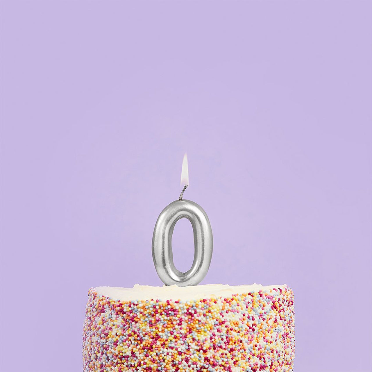 Party Candle-HBMM191 - Silver Number 0 Candle-Hootyballoo