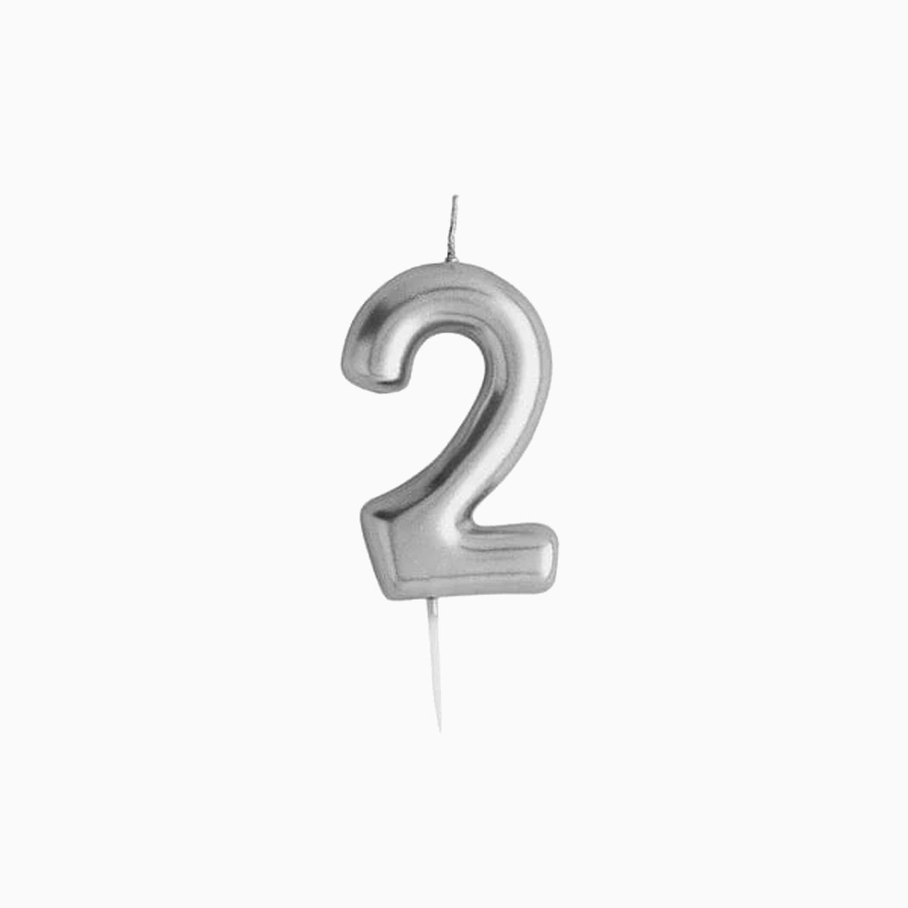 Party Candle-HBMM193 - Silver Number 2 Candle-Hootyballoo