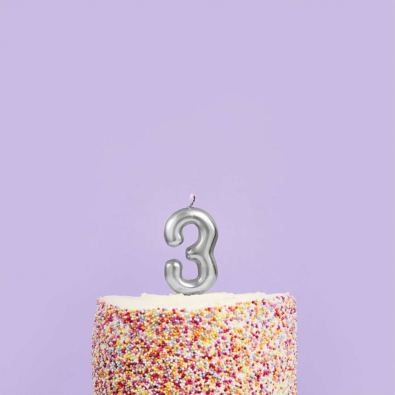 Party Candle-HBMM194 - Silver Number 3 Candle-Hootyballoo