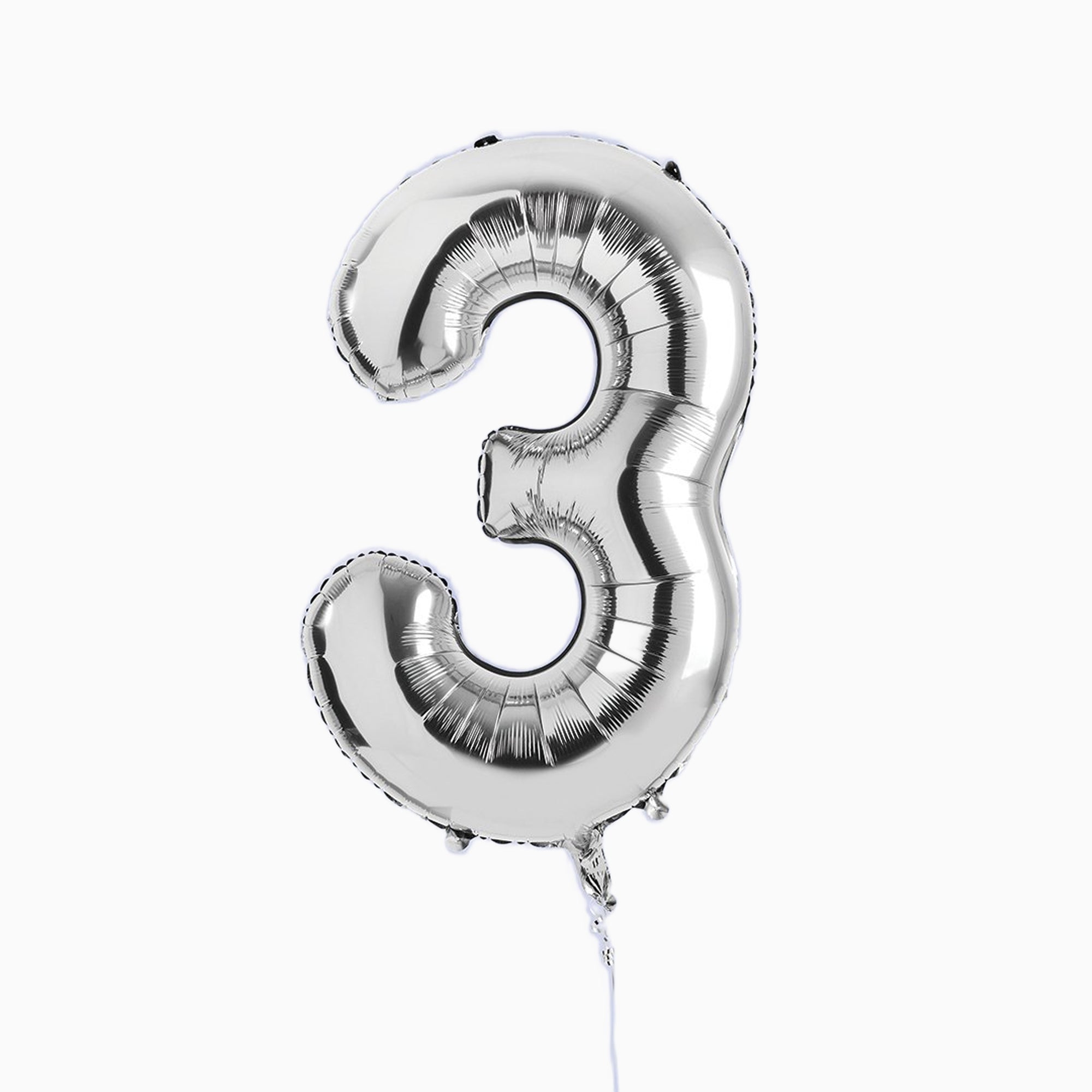 Balloons-HBNB123 - Silver Number 3 Foil 34" Balloon-Hootyballoo