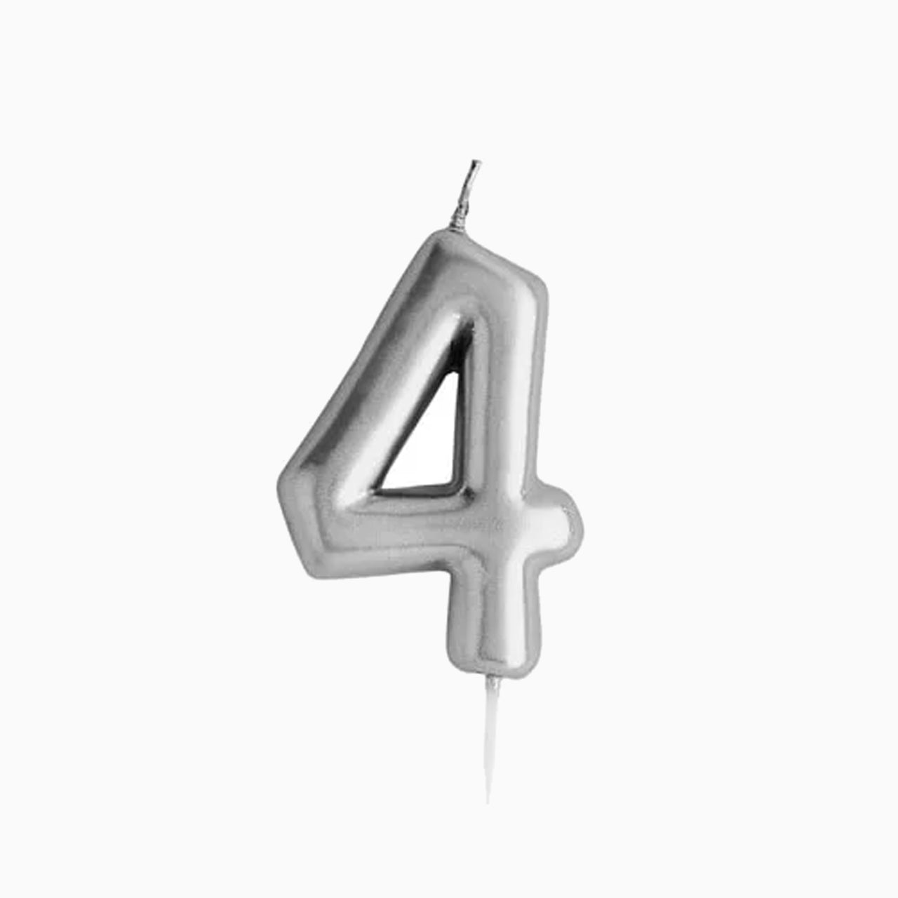 Party Candle-HBMM195 - Silver Number 4 Candle-Hootyballoo